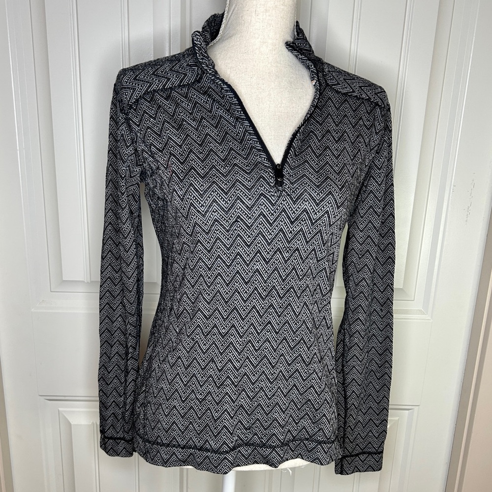 Smartwool Black & White Chevron Half-Zip Sweater
